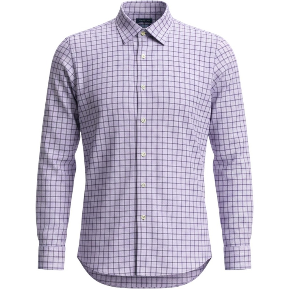 Roark Men's XXL 18-18.5 Non-Iron Slim Fit Purple Plaid Cotton Dress Shirt